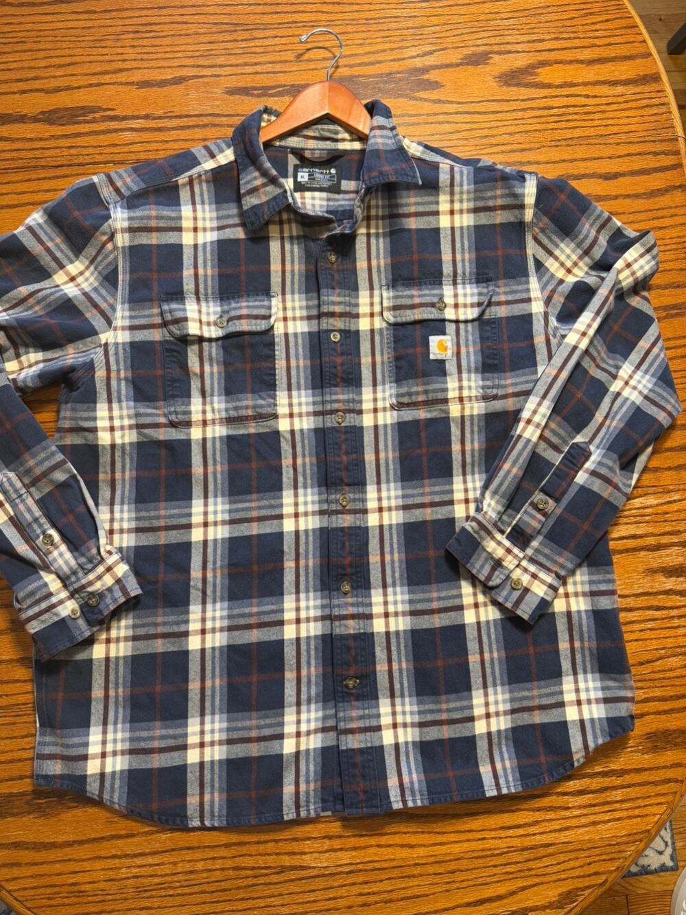 Carhartt Flannel Shirt Mens Extra Large Loose Fit Heavyweight Plaid Button Down